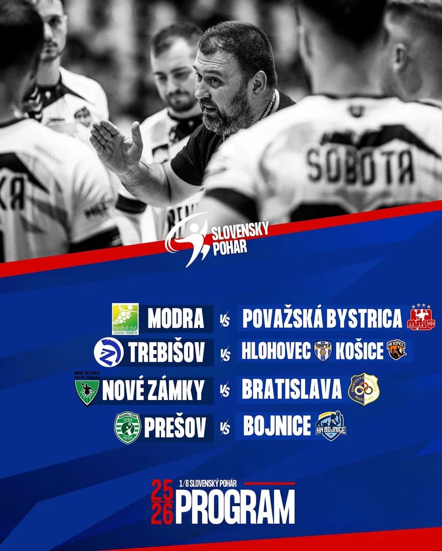 SLOVENSKÝ POHÁR: POZNÁME ŠTVRŤFINÁLOVÉ DVOJICE 